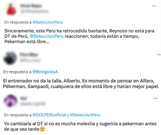 Comentarios en redes sociales sobre Pékerman y Perú. Foto: Twitter.   
