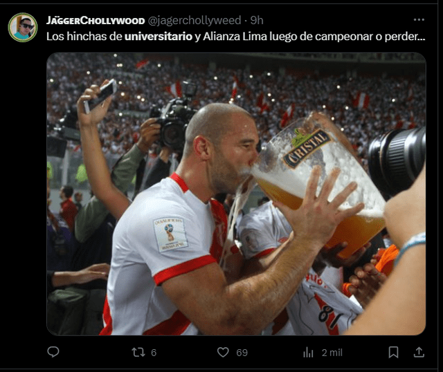 Meme en relación con el clásico de Universitario vs. Alianza lima. Foto: Twitter   