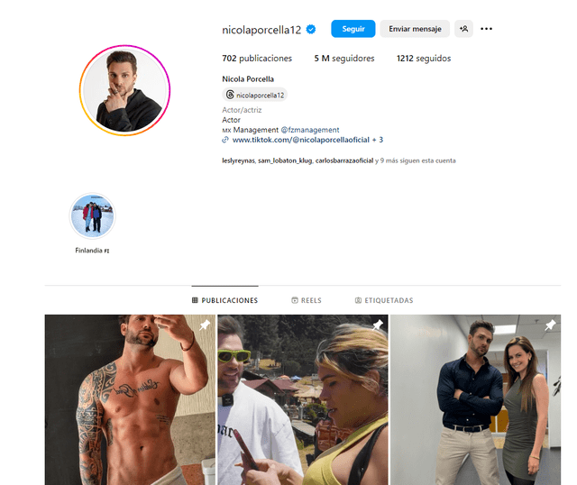 Instagram oficial del modelo peruano, Nicola Porcella. Foto: Instagram/Nicola Porcella   