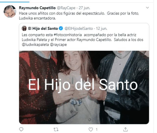 Raymundo Capetillo estuvo muy activo en Twitter hasta fines de junio. Foto: Captura Twitter.