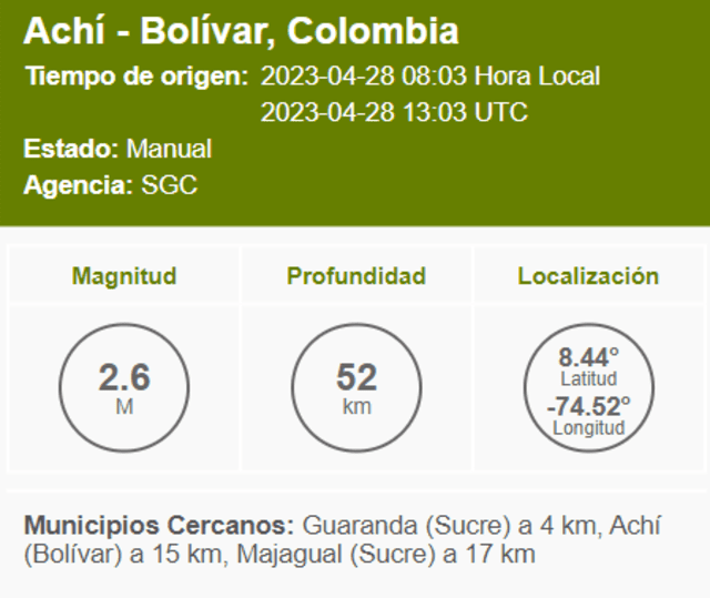 Sismo en Colombia. Foto: CSN   