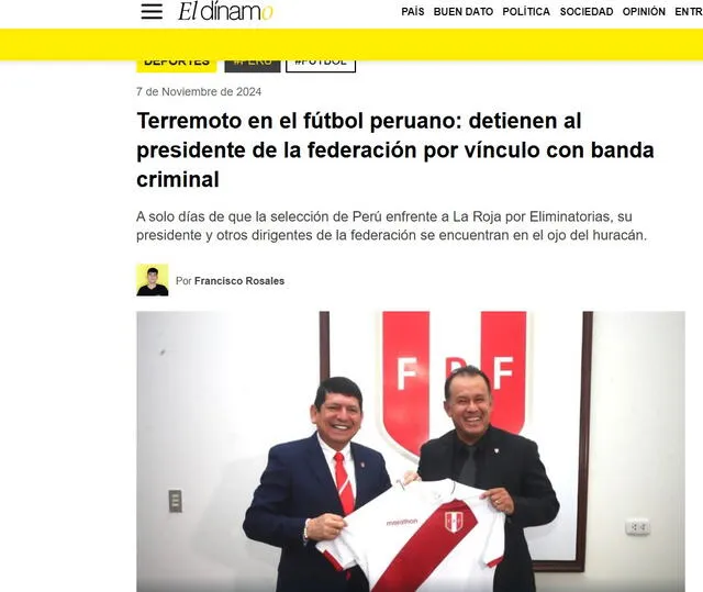  Así informó El Dínamo sobre el arresto de Lozano. Foto: captura de El Dínamo 