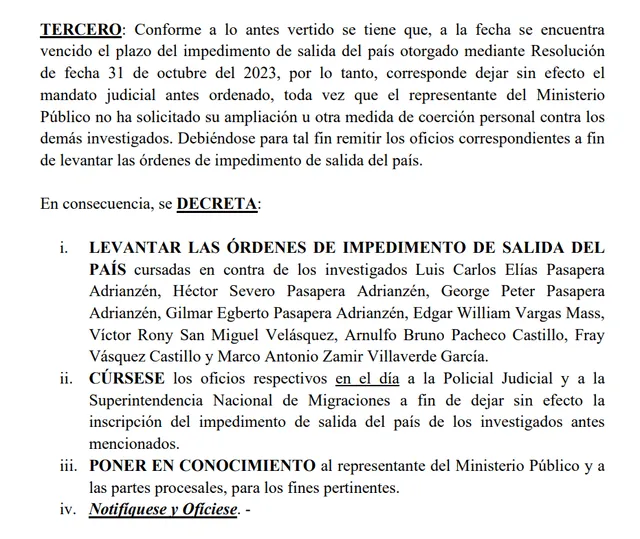  Levanten impedimento de salida del país de implicados en caso Puente Tarata.   