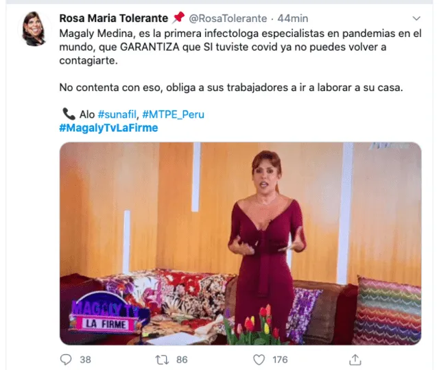 Critican a Magaly Medina en Twitter