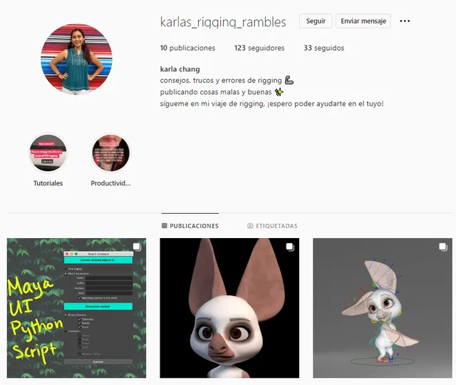 Karla Chang González comparte con sus seguidores sus trabajos de animación