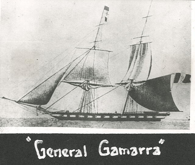 El 'General Gamarra' era capaz de desplazar 415 toneladas y tenía una longitud de 77 pie Foto: IEHMP   