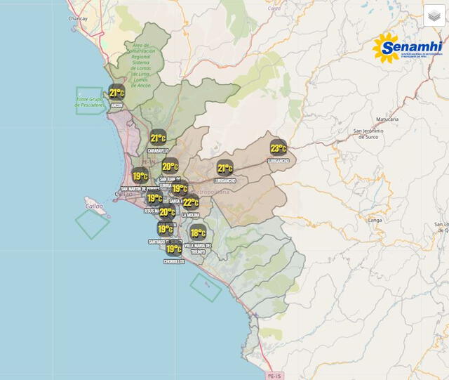  Pronostico del calor en Lima, según Senamhi. Foto: Senamhi.   