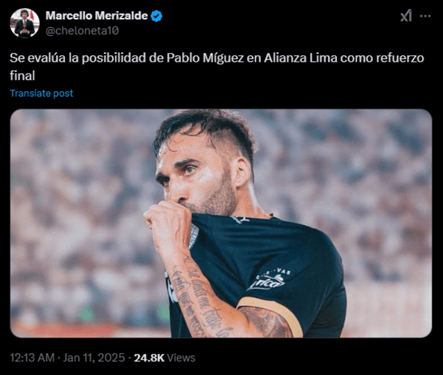  Pablo Míguez podría jugar por tercera ocasión en Alianza Lima. Foto: captura    