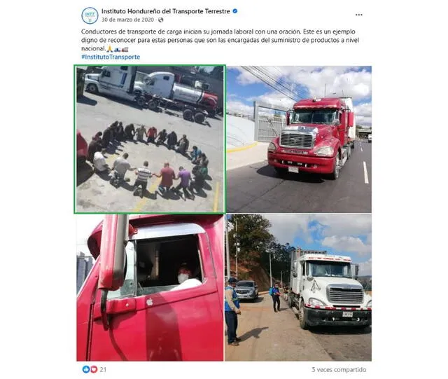 <em>En verde, la imagen viral, que fue publicada por primera vez en marzo de 2020. Foto: captura de Facebook</em>   