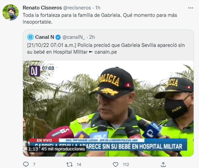 Renato Cisneros se pronuncia sobre el caso de Gabriela Sevilla. Foto: Twitter.