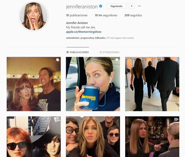 jennifer Aniston en Instagram