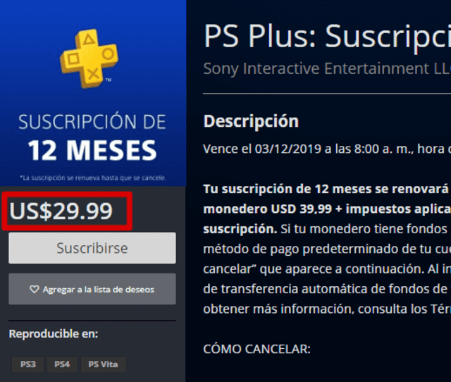 PS Plus 12 Meses  Comparar los precios