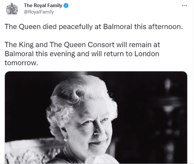 Fallece la Reina Isabel II a sus 96 años en su residencial de Balmoral