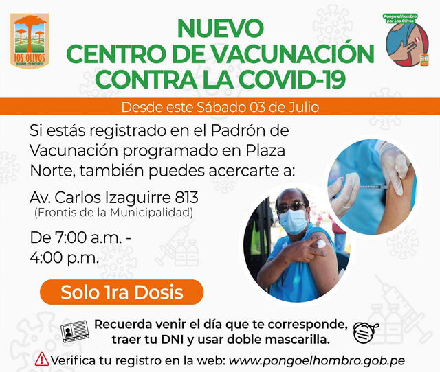 Nuevo punto de vacunación. Foto: Municipalidad de Los Olivos