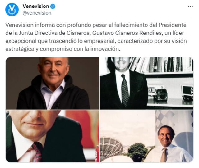 El mensaje en la cuenta de Venevisión, una de sus principales empresas. Foto: X   