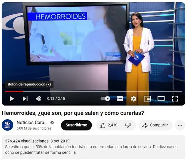  El video original data del 2019 y no expone entrevista del 'Dr. Fernando'. Foto: captura en YouTube / Noticias Caracol.   