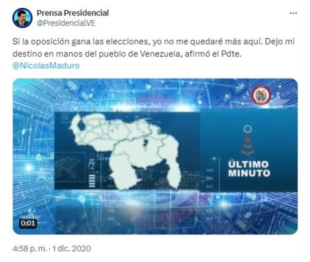 <em> Publicación de la cuenta de Prensa Presidencial de Venezuela al respecto. Foto: captura de X</em>   
