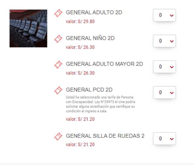 Precios de entradas de Cinemark, Perú. Foto: captura cinemark-peru.com/