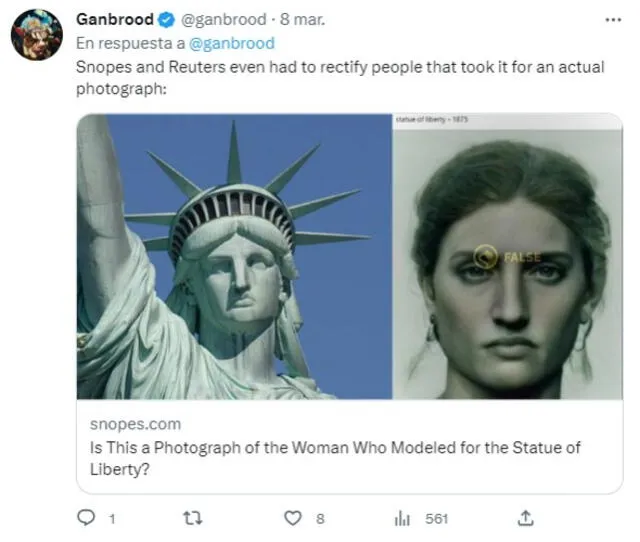  Bas Uterwijk publicó el artículo de Snopes que determinó que dicha imagen no era real. Foto: captura en Twitter / Bas Uterwijk   