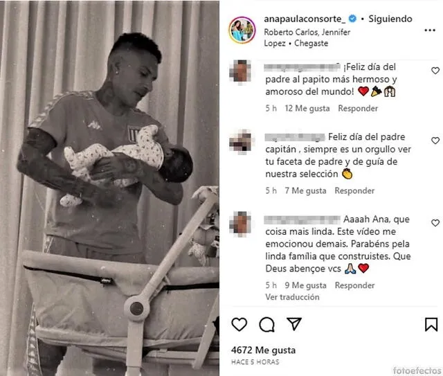  Seguidores de Paolo Guerrero felicitaron al futbolista por el Día del Padre. Foto: captura de Instagram/Ana Paula Consorte 