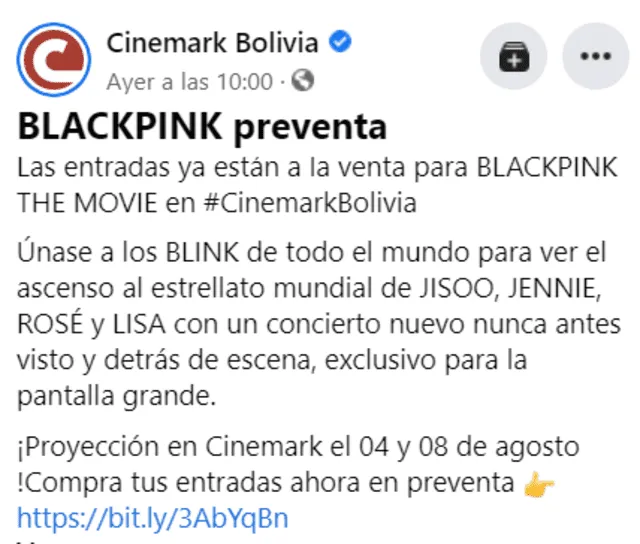 BLACKPINK The Movie, Bolivia