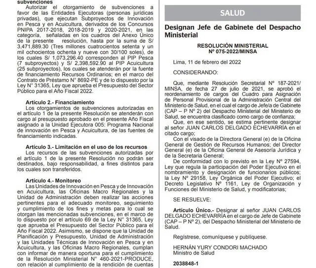 Boletín de Normas Legales del Diario Oficial El Peruano