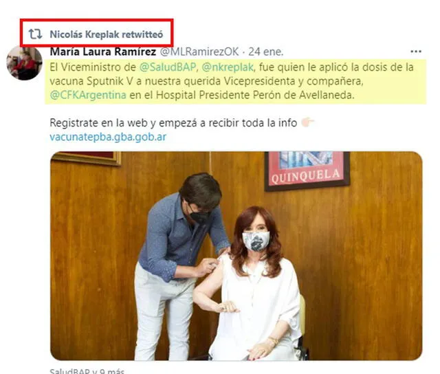 El viceministro compartió una publicación de la diputada argentina María Laura Ramírez. Foto: captura de Twitter / María Laura Ramírez.