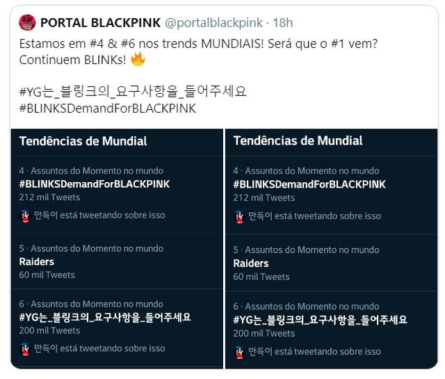 BLINKS haciendo trending topic su reclamo contra YG Entertainment.
