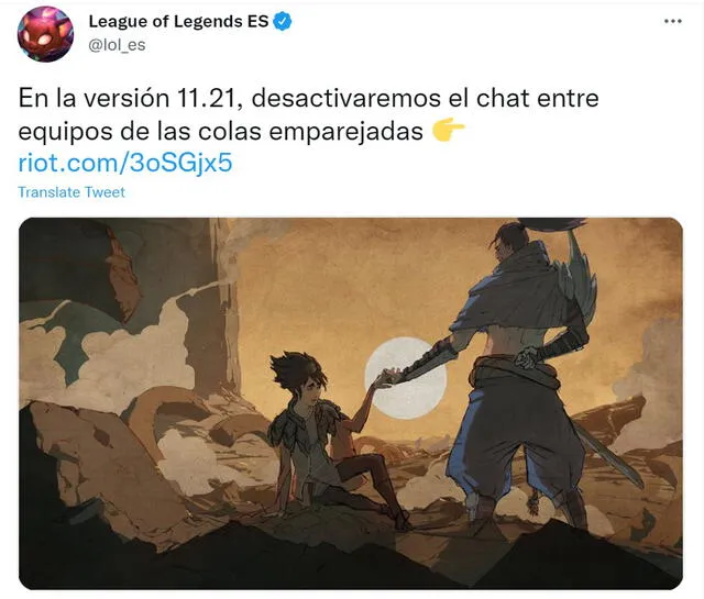 La noticia se dio a conocer por las redes sociales del juego. Foto: Twitter @lol_es.