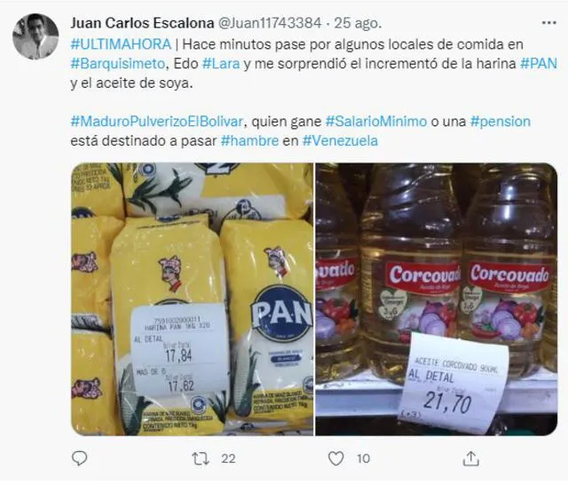 Reportan incremento del precio de la harina tras la devaluación del Bolívar en la última semana. Foto: @Juan11743384 /Twitter