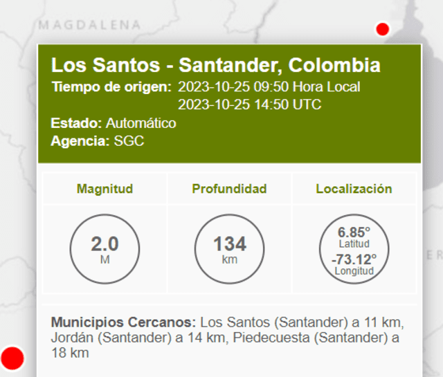 Sismo en Colombia. Foto: SGC   