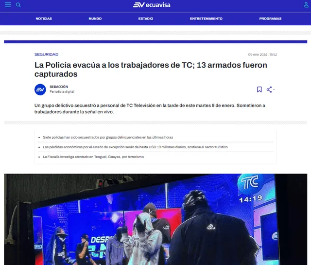 TC Televisión | canal 10 ecuador | violencia en ecuador | crisis en ecuador
