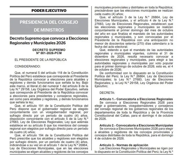 Las elecciones regionales y municipales se desarrollarán este 4 de octubre. Foto: difusión   