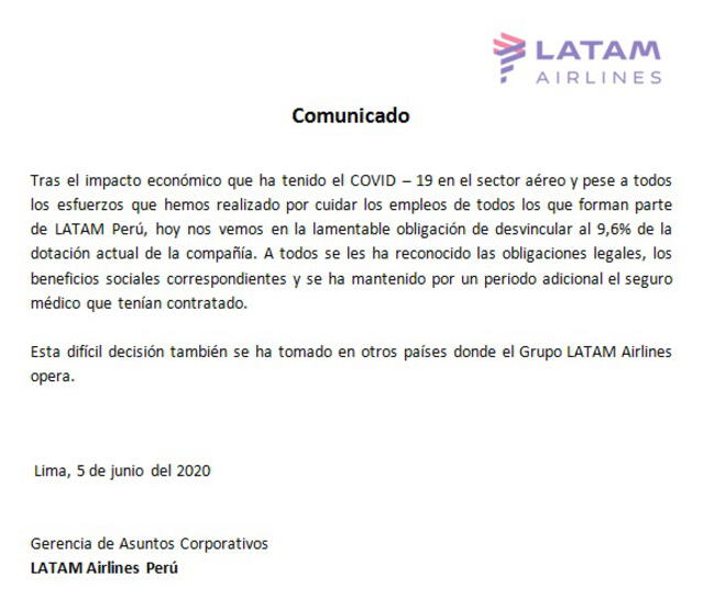 Comunicado Latam.