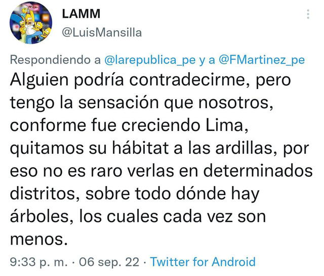 Ciudadanos se han encontrado en alguna oportunidad con una ardilla en Lima