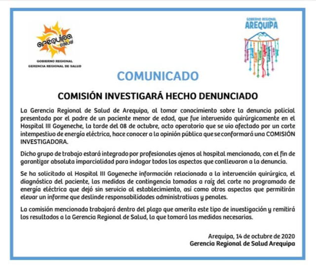 Comunicado Geresa.