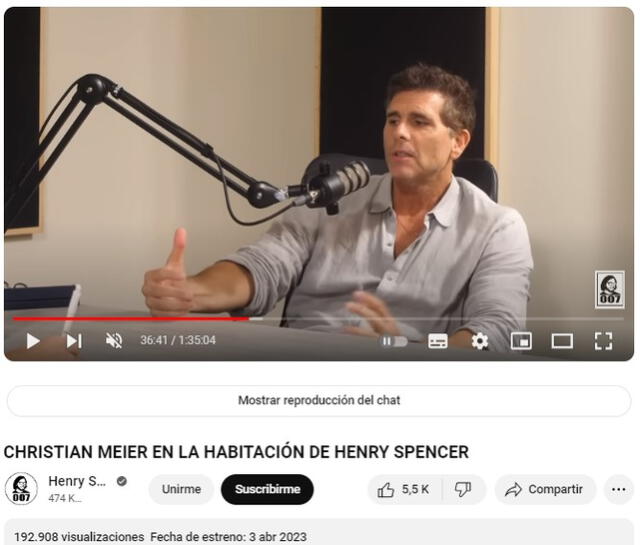  El video original de la entrevista a Christian Meier fue difundido el 3 de abril de 2023. Foto: captura en YouTube / Henry Spencer.   