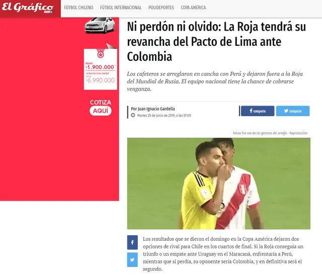 Copa América 2019: Selección de Chile enfrentará a Colombia en cuartos de final y un medio chileno recordó el “pacto de Lima”