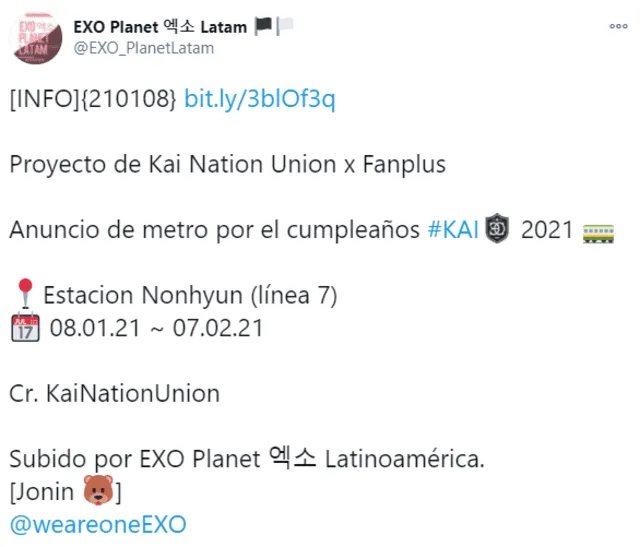 Kai, EXO, Twitter