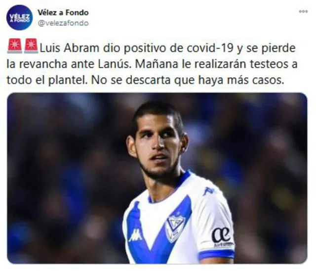 Vélez Sarsfield: Luis Abram positivo a COVID-19