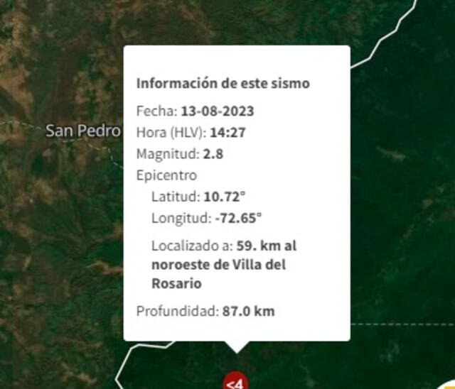  Último temblor registrado en Venezuela. Foto: Funvisis    