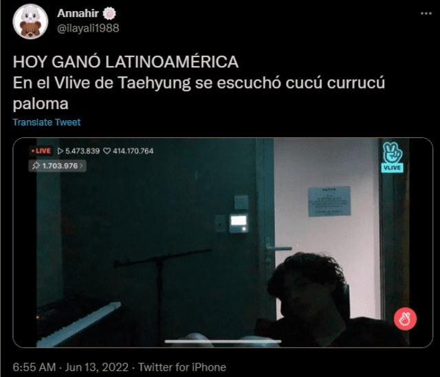 BTS Taehyung VLive en vivo ARMY canción en español México