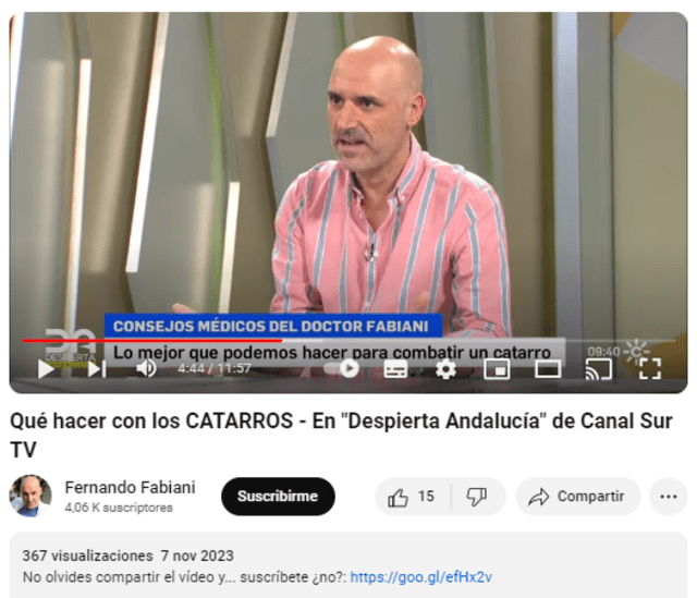  Video original de Fernando Fabiani. En aquella entrevista conversa sobre el catarro. Foto: captura en YouTube / Fernando Fabiani.    