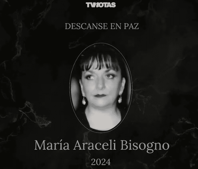 Esta fue la imagen que le dedicó TV Notas a Araceli Bisogno tras su muerte. Foto: Tv Noticias   