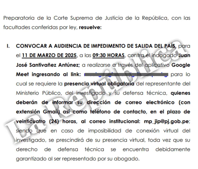 Pedido de impedimento de salida por 18 meses para Santiváñez. Pedido de impedimento de salida por 18 meses para Santiváñez.