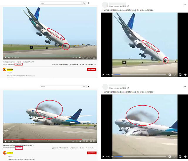 A la derecha están imágenes de Bopbibun; al otro, imágenes del video viral. Foto: captura en Youtube-Bopbibun y Facebook.