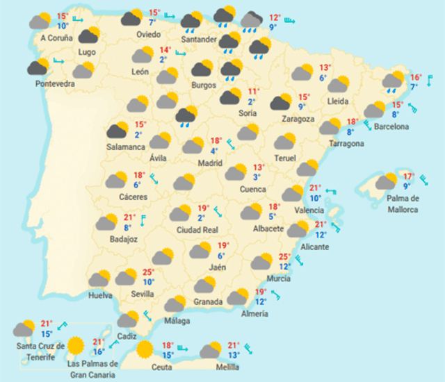Mapa tiempo España hoy lunes 9 de marzo de 2020. Mapa tiempo España hoy lunes 9 de marzo de 2020.