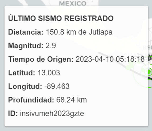 Último temblor registrado en Guatemala hoy, 10 de abril. Foto: Insivumeh Último temblor registrado en Guatemala hoy, 10 de abril. Foto: Insivumeh