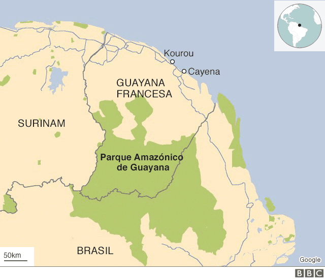  Ubicación de Guayana Francesa en el mapa. Foto: BBC<br>    