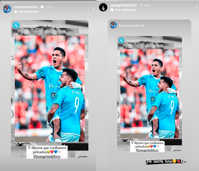  Publicaciones de Brenner y Grimaldo en Instagram. Foto: composición LR/Instagram.   